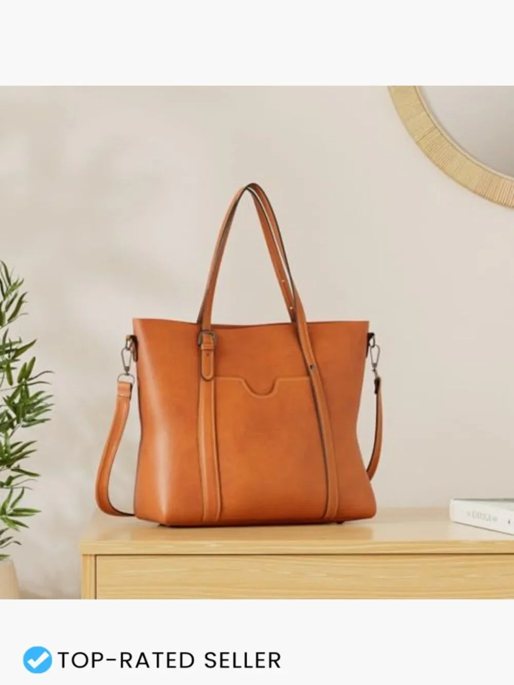 Faux Leather Tote Bag Top Handle Satchel Purse Work Shoulder Crossbody
